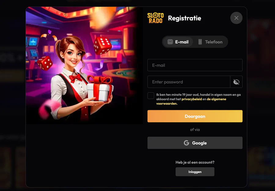 Account registreren en inloggen bij Slotorado Casino